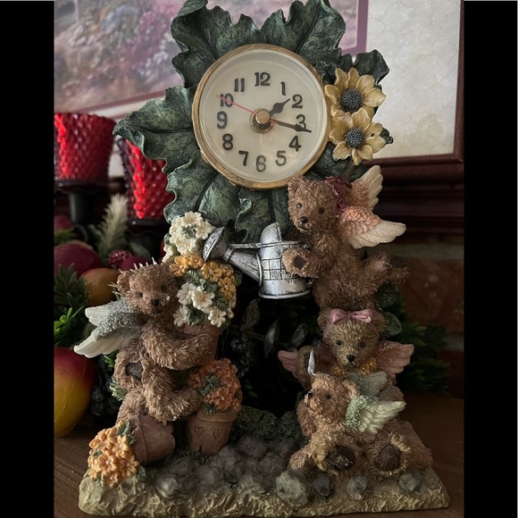 Rare Vintage 1976 Swiss Tea Pot Teddy Bear Cherub Clock‼️FINAL SALE - Picture 7 of 8